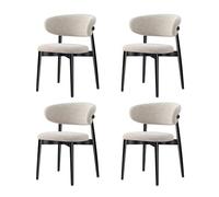 Walnut Dining Chairs,Linen Fabric Upholstered Kitchen Chair Armless Leisure Chair Vintage Farmhouse Style, Perfect for the Kitchen, bar Living Room, Comfortable E,4PCS