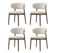 Walnut Dining Chairs,Linen Fabric Upholstered Kitchen Chair Armless Leisure Chair Vintage Farmhouse Style, Perfect for the Kitchen, bar Living Room, Comfortable D,4PCS