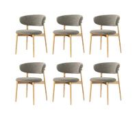 Walnut Dining Chairs,Linen Fabric Upholstered Kitchen Chair Armless Leisure Chair Vintage Farmhouse Style, Perfect for the Kitchen, bar Living Room, Comfortable F,6PCS