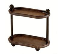 Walnut Double Shelf Organizer For Kitchen Counter And Bathroom Vanity, Sturdy Abs Plastic Two Tier Storage Rack For Coffee Cups Cosmetics And Spices, Modern Home Decor Solution(A)