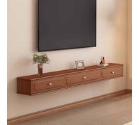 Walnut Floating TV Cabinet - Wall-Mounted Solid Wood TV Unit, Modern Multima Console, 120CM/47.2IN Slish Sto for Living Room & Entertainment Center
