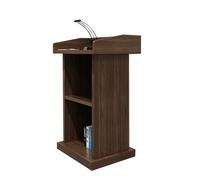 Walnut Floor Standing Podium with Storage Spacious Lectern for Church Weddings Presentations & Debates Stylish Pulpit with Drawer for Speeches
