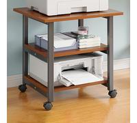 Walnut Floor-Standing Printer Stand with Caster Wheels 2-Tier Under Desk Printer Shelf Home & Office Printer Cart Compact rage Solution (L60*48 * 53cm/24 * 19 * 21")