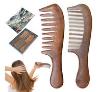 Walnut Hair Comb | 2-PC Multifunctional Wooden Hair Comb With Exquisite Box | Portable Pocket Massage Comb | Fine-toothed Sandal Wooden Comb | Hand-carved Practical Dandruff Comb For Women Men