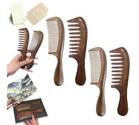 Walnut Hair Comb, Walnut Wood Hair Comb, Wooden Comb, Wooden Comb With Handle, Walnut Wide Tooth Curly Hair Comb, Wood Combs For Women, Natural Wood Comb Set, Anti Static Comb (2 set)
