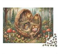 Walnut House Mouse 1000 Pcs Recycled Cardboard DIY Jigsaw Puzzle Gift Forest Fairy Cottage for Couples Date Night Group Activity Cognitive Stimulation 70x50cm/1000pcs