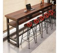 Walnut Industrial Bar Table for 23 PeopleConsole Table for Restaurants & Cafés Small Spaces Living Room & Entryway Double Layer 70.8"x16"x40"