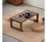 Walnut Japanese Solid Wood Coffee Table 60cm Zen Kotatsu Multi Use Dining Desk for Living Room Tea Room Low Table for Bedrooms