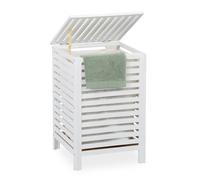 Walnut Laundry Hamper Bag Washing Basket Chest Box Lid 63L 65.5x45x45cm White