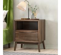 Walnut Mid-Century Bedside Table with Drawer - Frances