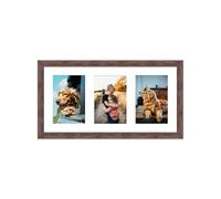 Walnut Multi Photo Frame - Holds 3 x 6x4 Pictures, Family Collage Picture Frame for Wall Display, 8x16 Panoramic Frame Size, Pack of 1