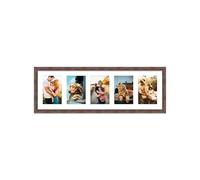 Walnut Multi Photo Frame - Holds 5 x 6x4 Pictures, Family Collage Picture Frame for Wall Display, 8x26 Panoramic Frame Size, Pack of 1