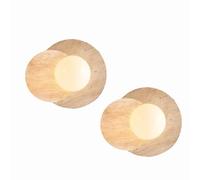 Walnut & Natural Travertine Geometric Globe G9 Wall Sconce