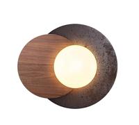 Walnut & Natural Travertine Geometric Globe G9 Wall Sconce