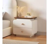 Walnut Nightstand with 2 Drawers Small Rounded Corner Design Wooden Storage Cabinet Double-Layer nizer for Living Room 30cm Compact Side Table