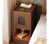 Walnut Nightstand with Drawer & Open ShelfCompact Bedside Table for Bedroom Dorm & Small SpacesWooden End Table for Stylish Storage Solutions