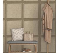 Walnut Oak Panelled Wallpaper 3D Smooth Brown Weave Wood Grain Effect Rasch