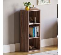 (Walnut) Oxford 3 Tier Cube Bookcase Library Shelving Unit