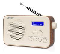 (Walnut) Portable DAB/DAB and FM Digital Radio, Personal Compact DAB Radio, Alarm Clock, 60 Preset Stations, Headphone Out, Battery or Mains Powered