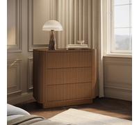 Walnut Ribbed 3 Drawer Chest of Drawers - Fully Assembled - Drew