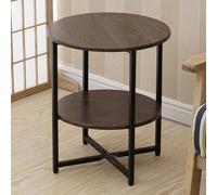 Walnut Round Bedside Tables Wood Top Nightstand Side End Coffee Tea Table Bedroom Shelf