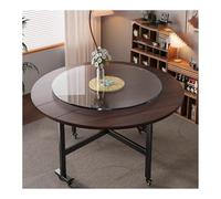Walnut Round Drop-Leaf Dining Table Extendable Mobile Folding Kitchen Table with Wheels 100cm Space-Saving Table for Home Parties and Small Spaces