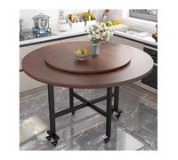 Walnut Round Folding Dining Table 100cm Drop Leaf Table for Small Spaces Portable Fold Down Desk for Living and Dining Rooms Versatile and Stylish Design