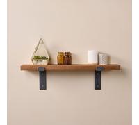Walnut Shelf with Lipped Brackets - Wooden Shelf - 120cm Off the Grain Dark Brown 120cm x 15cm