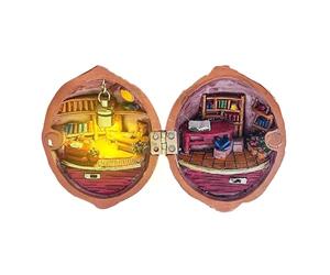 Walnut Shell Miniature Doll House - Tiny Resin Library Scene, Handcrafted 3D Kit | Secret Nut Shell Décor For Adults, Creative Gift For Crafters, Collectors, Artists, And Miniature Lovers