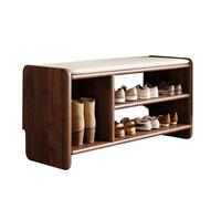 Walnut Shoe Bench with Sto 80cm Entryway Seating Woo Shoe Rack for Hallway Bedroom Living Room nizer for Shoes and Seating