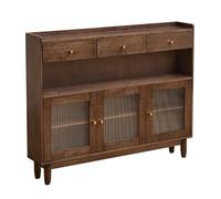 Walnut Sideboard Buffet Table with Adjustable Shelves & 3 Drawers - Modern Storage Solution for Kitchen & Dining Room 47.2"x11.8"x47.2"