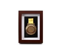 Walnut Single Medal Display Frame 8x6 Inch - Solid Wood Medal Display Case with Glass Front, Military & Marathon Medal Shadow Box, Wall Mount or Tabletop Medal Frame
