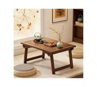 Walnut Solid Rubberwood Folding Table - Thick Top, Smooth Grain, Mortise & Tenon Joinery, Raised Legs - Perfect for Home Office or Small Spaces (70x36x31cm)