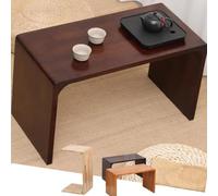Walnut Solid Wood C-Shape End Table - Minimalist Small TV Tray & Sofa Side Table - Multi-Functional Modern Nightstand for Living Room & Bedroom