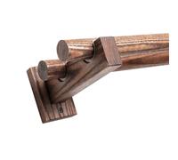 Walnut Solid Wood Double Roman Curtain Rod Set 120CM Silent Hanging Ring Rail with Brackets for Living Room & Bedroom Decor
