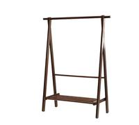 Walnut Solid Wood Foldable Coat Rack with Shoe Storage Space-Saving Garmentfor Bedroom & Entryway Collapsible Valet Stand Stylish & Functional Design
