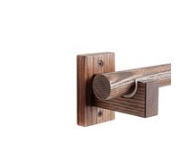 Walnut Solid Wood Roman Curtain Rod Set with Silent Track Bracket 260CM Single Pole for Living Room & Bedroom Elegant Hanging Ring Design