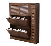 Walnut Solid Wood Shoe Cabinet - Stylish Hallway Entryway Shoe Rack with Shutters Space-Saving for Indoor/Outdoor Use Dumping Shelf for Shoes