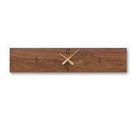 Walnut Solid Wood Wall Clock, Rectangular Wall Clock Horizontal Hanging Silent Timepiece, Non-Ticking, Suitable for Living Room Bedroom Kitchen Office Entrance Home Decoration