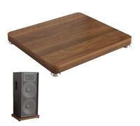 Walnut Speaker Isolation Feet Platform Tray, MDF Subwoofer Stand with Silent Foot Pads, Stabilizer Base for Desktop & Floor Speakers (32x32cm)