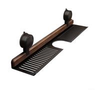 Walnut Suction Mounted Shelf for Bathroom Use Offers Stable Platform for Daily Essentials Without Screws Anchors or Wall Marks (Black)