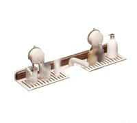 Walnut Suction Mounted Shelf for Bathroom Use Offers Stable Platform for Daily Essentials Without Screws Anchors or Wall Marks (White)