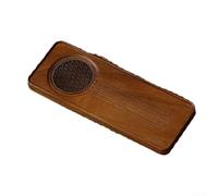 Walnut Tea Tray, Solid Wood 4 Sizes (38-42cm) with Drainage Design Minimalist Style for Traditional Tea Ceremony Home Outdoor(Looking At The River)