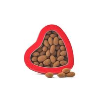 Walnut Tree Heart-Shaped Tin - Gourmet Almonds Gift, with Milk Chocolate, Cinnamon - Hand Packed - Great Taste Award Winner - Luxury Gift Selection, Birthday, Anniversary, 300g
