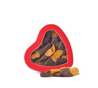 Walnut Tree Heart-Shaped Tin - Gourmet Mango Strips Gift, Dipped in Dark Chocolate - Handpacked in the UK - Great Taste Award Winner - Luxury Gift Selection, Birthday, Anniversary, 200g