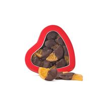 Walnut Tree Heart-Shaped Tin - Gourmet Orange Slices Gift, Dipped in Dark Chocolate- Hand Packed - Great Taste Award Winner - Luxury Gift Selection, Birthday, Anniversary, 200g