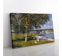 Walnut Tree In A Thomery Field By Alfred Sisley Classic Painting Canvas Wall Art Print Ready to Hang, Framed Picture for Living Room Bedroom Home Office Décor, 76x50 cm (30x20 Inch)