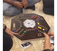 (Walnut) Walnut Jackaroo Strategy Board Game - 4 Players, 40.64x40.64 cm with Numbered Board & Complete