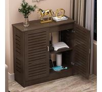 Walnut WiFi Router Storage Cabinet - Floor Standing Decorative Box, Power Strip & Hidden PVC Router Organizer for Home & Office (70 * 80cm / 27.5 * 31.5in)