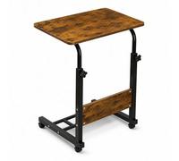 Walnut With Black Frame Adjustable Mobile Laptop Table With Wheels Portable Standing Desk Cart White